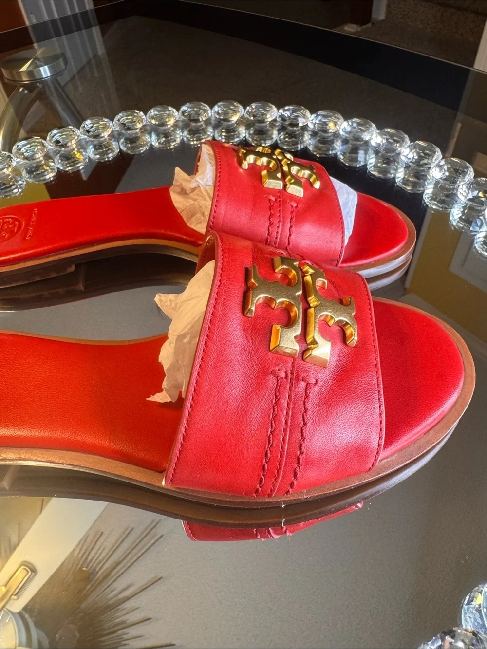 Tory Burch Tory Burch Red Leather Everly Slide Flats Size 8